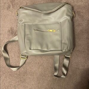 Fawn Design Gray Mini Backpack with Gold Accents